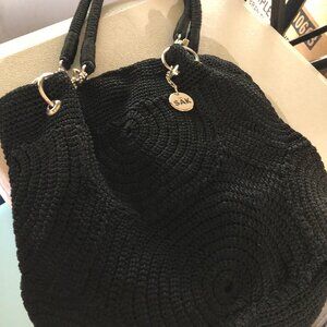 Vintage "The Sak" Crocheted Purse - Black
